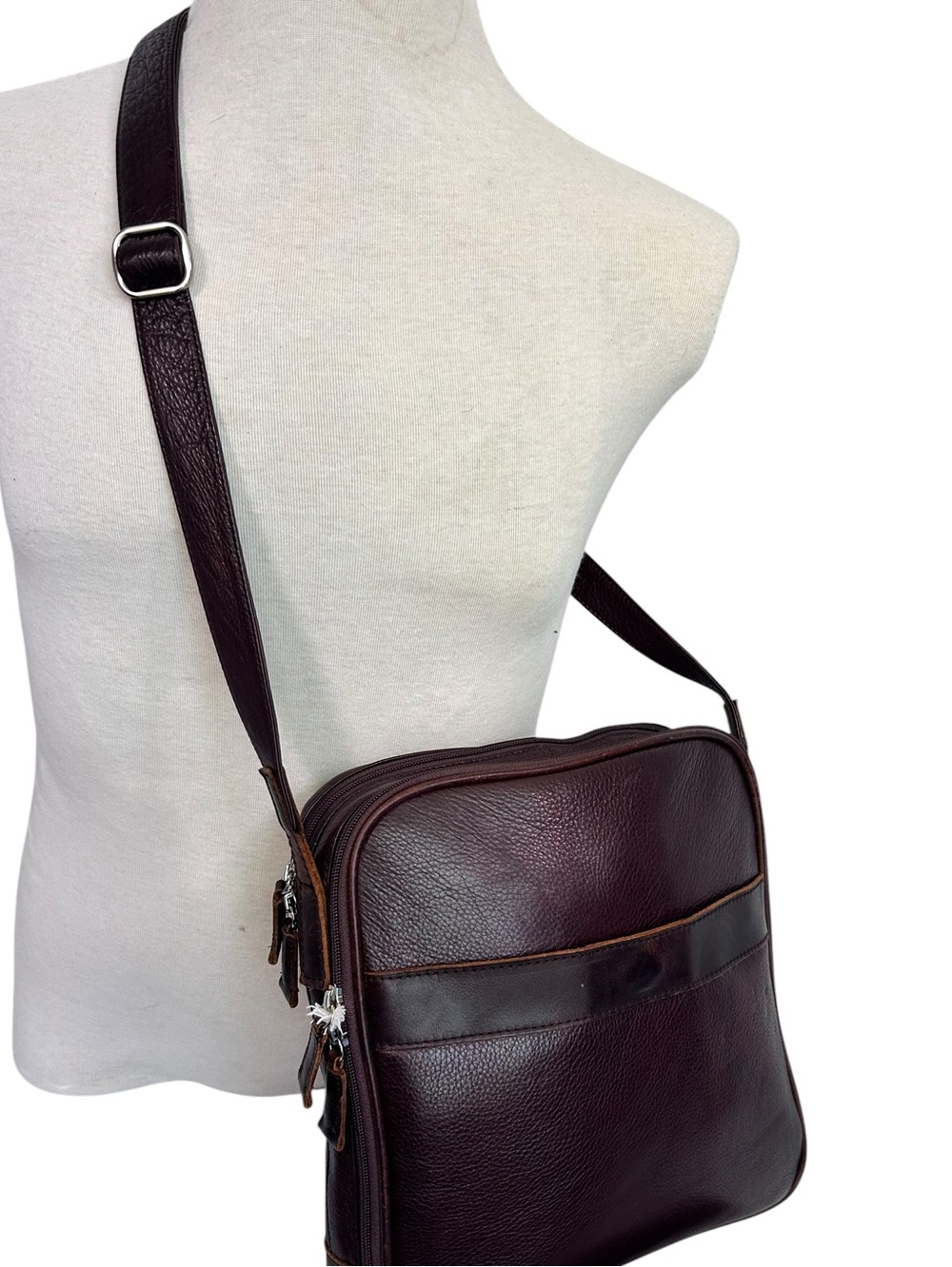 Osgoode Marley Dark Brown Distressed Leather Crossbody Messenger Travel Bag